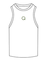 The Ribbed Full Length Tank - White - Align Pilates Studio - Center Chest - Embroidered - Sage Green