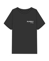 The Mens Heavyweight Tee - Washed Black - Rumble - Left Chest "RUMBLE STRONG" - Embroidered - White
