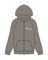 The Womens Zip Hoodie - Washed Gray - The Mvmt by Amanda - Left Chest & Back Stacked - Printed - Full Color
