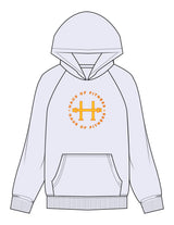 The Mens Hoodie - White Heather - Haus of Fitness - Center Chest Round & Back Stacked - Printed - Full Color