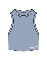 The Ribbed Crop Tank - Powder - Megabarre - Left Bottom Stacked - Embroidered - White