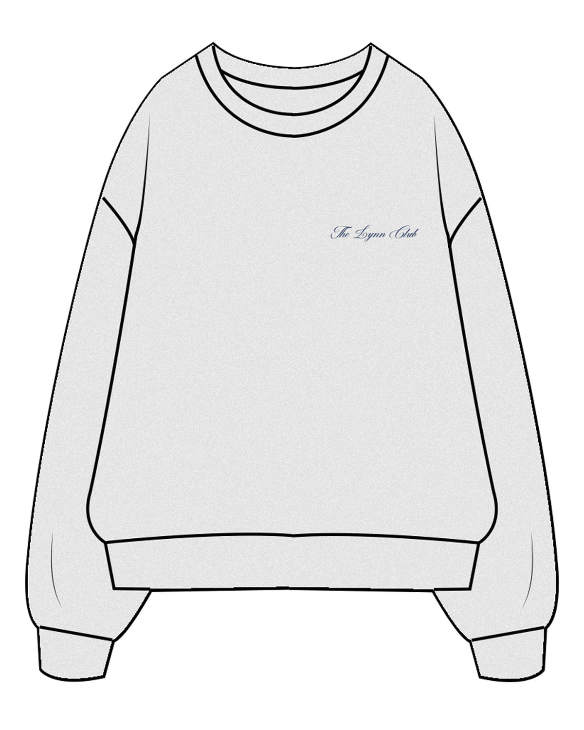 The Mens Crewneck - White Heather - Lynn Club Social - Left Chest & Back Center - Navy