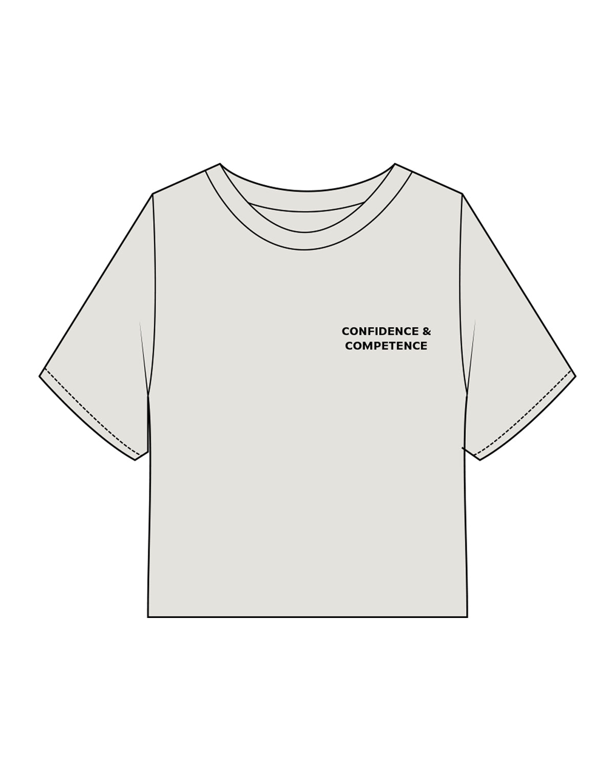 The Heavyweight Crop Tee - Washed Bone - CONFIDENCE  - Left Chest Stacked & Back Center - Full Color