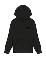 The Mens Zip Hoodie - Black - Elevate Pilates - Left Chest Arc - Printed - Puff - Black