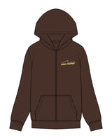 The Recycled Unisex Zip Hoodie - Brown - Wave Mamas - Left Chest & Center Back Stacked - Printed - Yellow