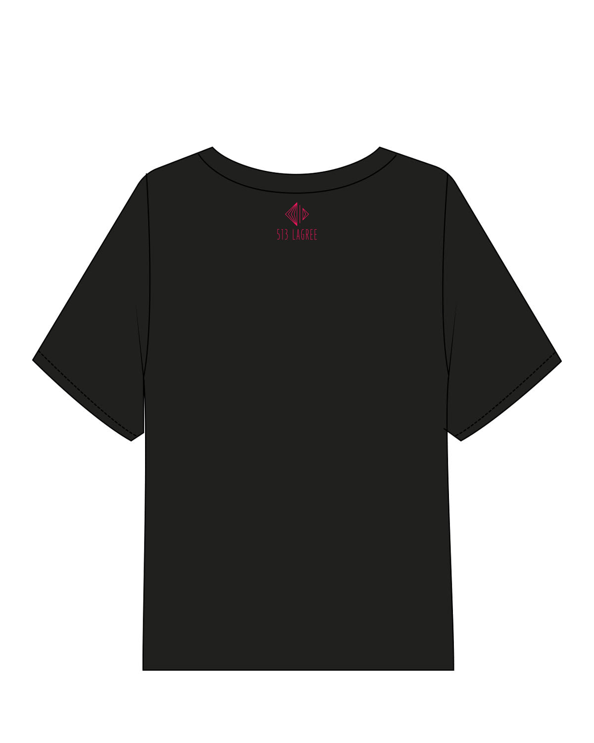 The Midweight Crop Tee - Black - 513 Lagree - Center Chest Stacked & Center Back Neckline Stacked - Printed - Full Color