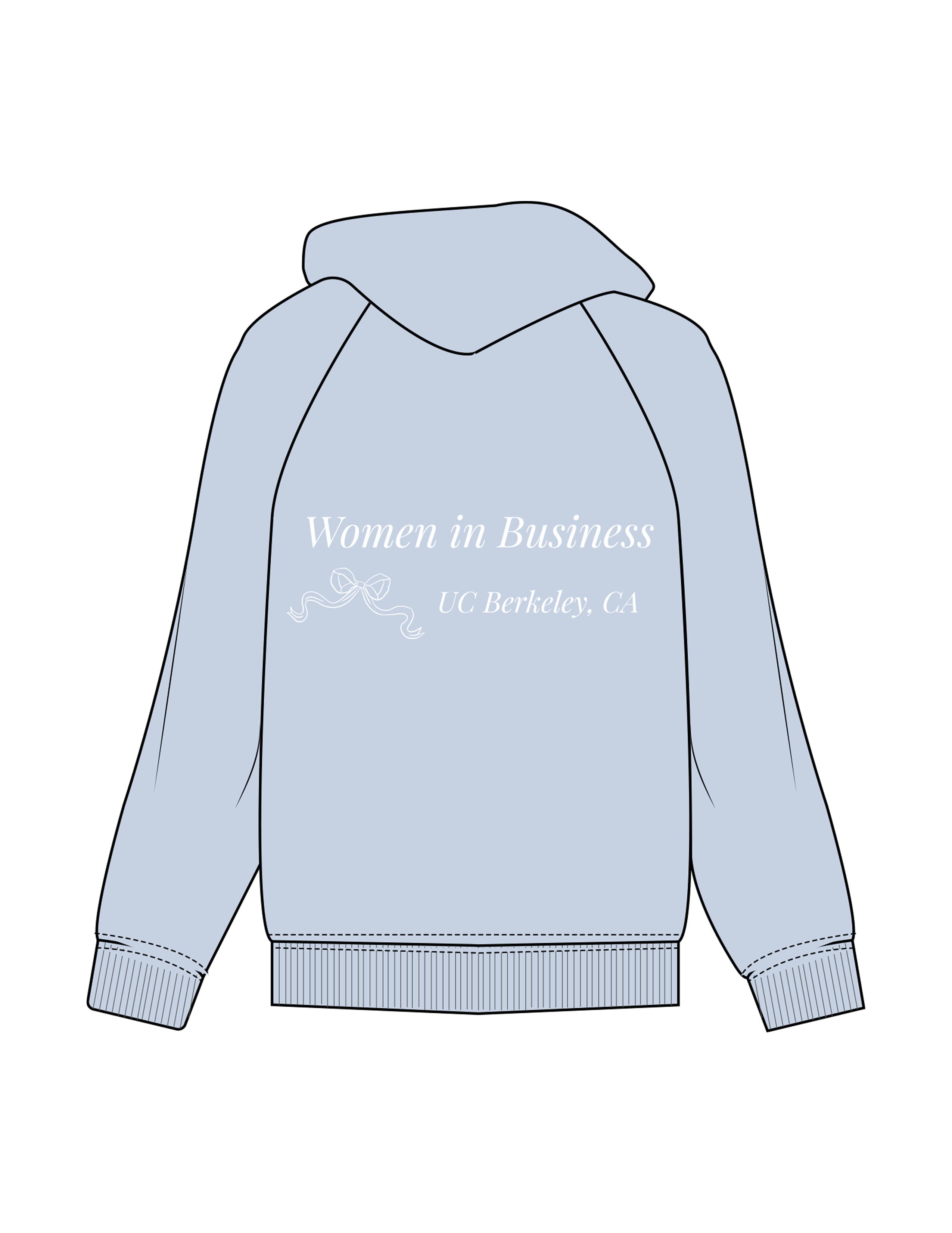 The Womens Hoodie - Powder - Berkeley Women - Left Chest Stacked Embroidered - Back Stacked Printed - White