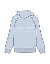 The Womens Hoodie - Powder - Berkeley Women - Left Chest Stacked Embroidered - Back Stacked Printed - White