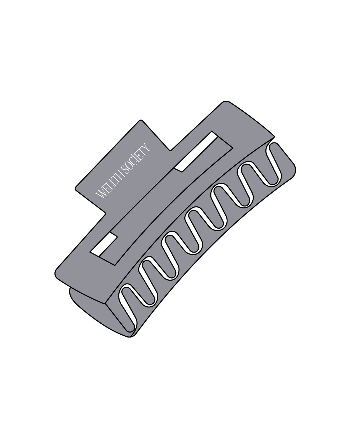 The Claw Hair Clip - Graphite - Wellth Society - Center Handle - Printed - Ivory