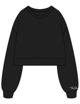 The Womens Crop Crewneck - Black - The Stu - Left Sleeve - Printed - White