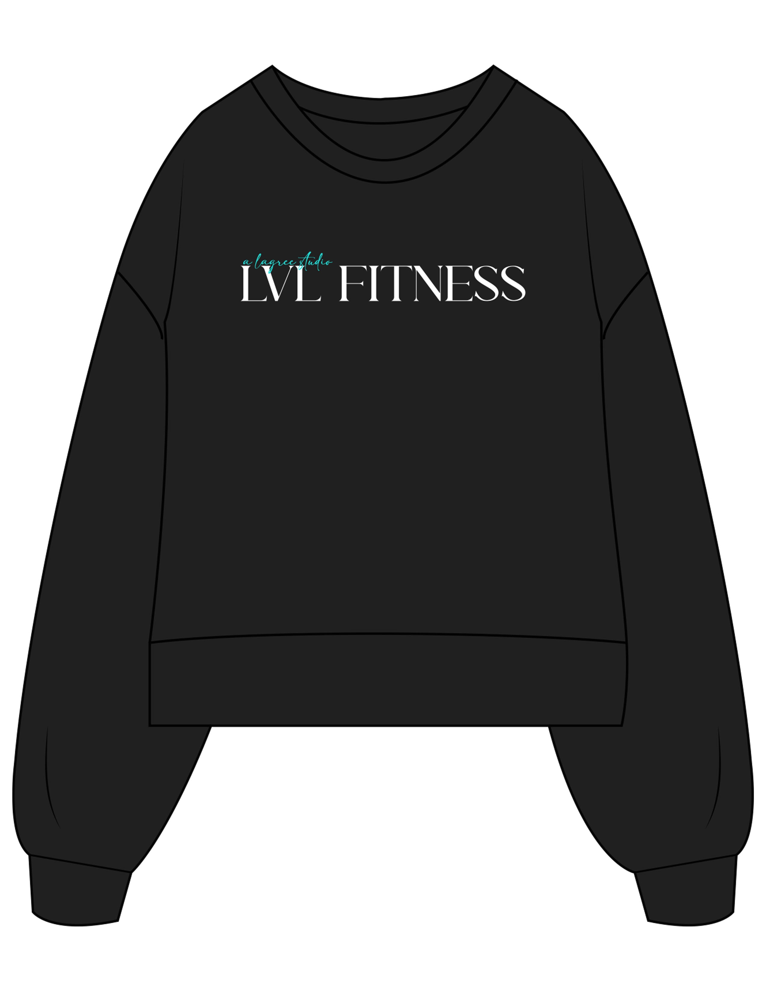 The Womens Heavyweight Crop - Black - LVL - Center Chest & Back Neckline - Printed - Full Color
