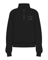 The Womens 1/4 Zip - Black - Slo x Form - Left Chest Squared - Printed - White