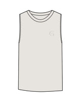 The Womens Heavyweight Tank - Washed Bone - GlowPilates - Left Chest & Back Stacked - Printed - Tone on Tone