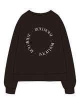 The Recycled Womens Crewneck - Brown - ROLLHOUSE. - Left Chest & Back Round - Printed - White