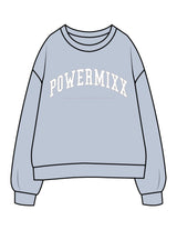The Womens Crewneck - Powder - PowerMixx - Center Chest Arc Stacked - Printed - Full Color