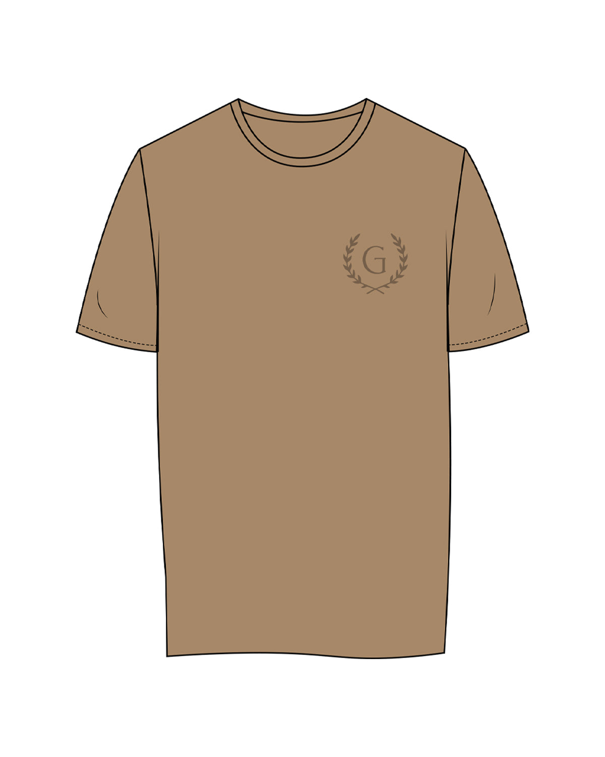 The Womens Tee - Sand - Grove Pilates - Left Chest & Back Stacked - Tone on Tone