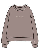 The Womens Crewneck - Washed Gray - The Dough Dealer - Center Chest & Left Wrist - Back Stacked - Printed - Off White