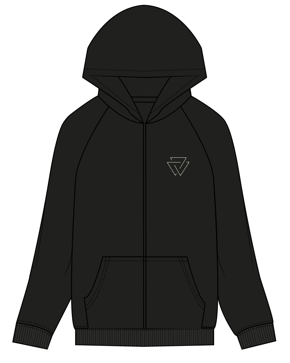 Commit Fitness - Mens Zip Hoodie -  Black with Oat