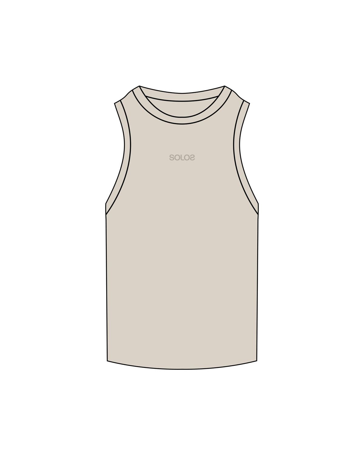 The Ribbed Full Length Tank - Bone - Solo Pilates - Chest Center- Embroidered - Tone on Tone
