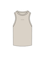The Ribbed Full Length Tank - Bone - Solo Pilates - Chest Center- Embroidered - Tone on Tone