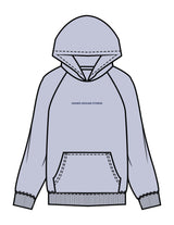 The Womens Hoodie - Powder - Higher Ground - Center Chest & Back Stacked - Printed - Cobalt Blue