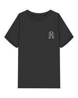 The Womens Heavyweight Tee - Washed Black - Reboot - Left Chest & Back Stacked - Printed - Off White