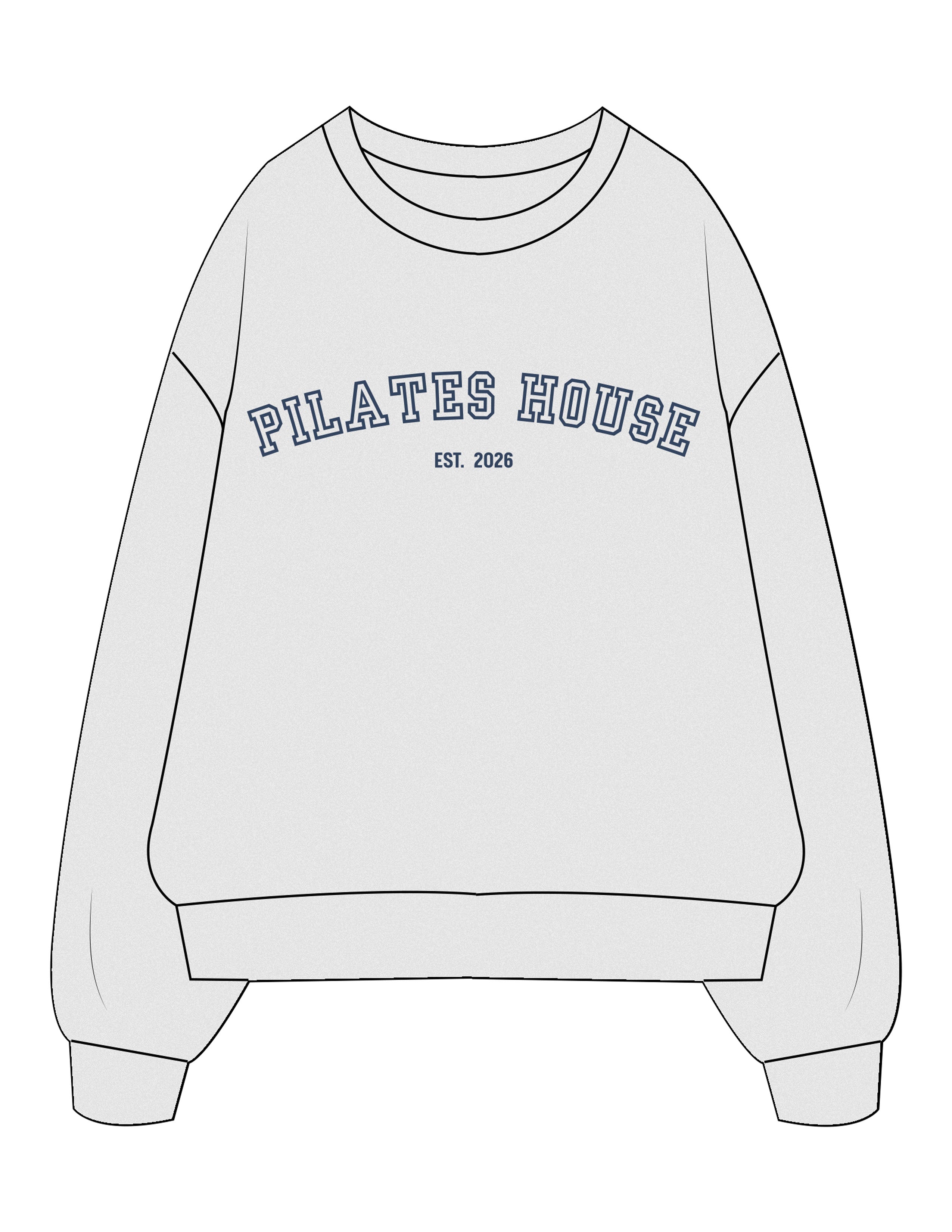 The Mens Classic Crewneck - White Heather - PHS - Center Chest Stacked - Printed - Navy