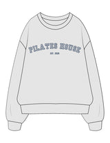 The Mens Classic Crewneck - White Heather - PHS - Center Chest Stacked - Printed - Navy