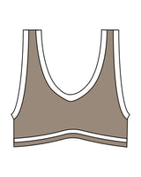 The Piped Bra - Brown - SWEATDREAMS - Center Back - Printed - White