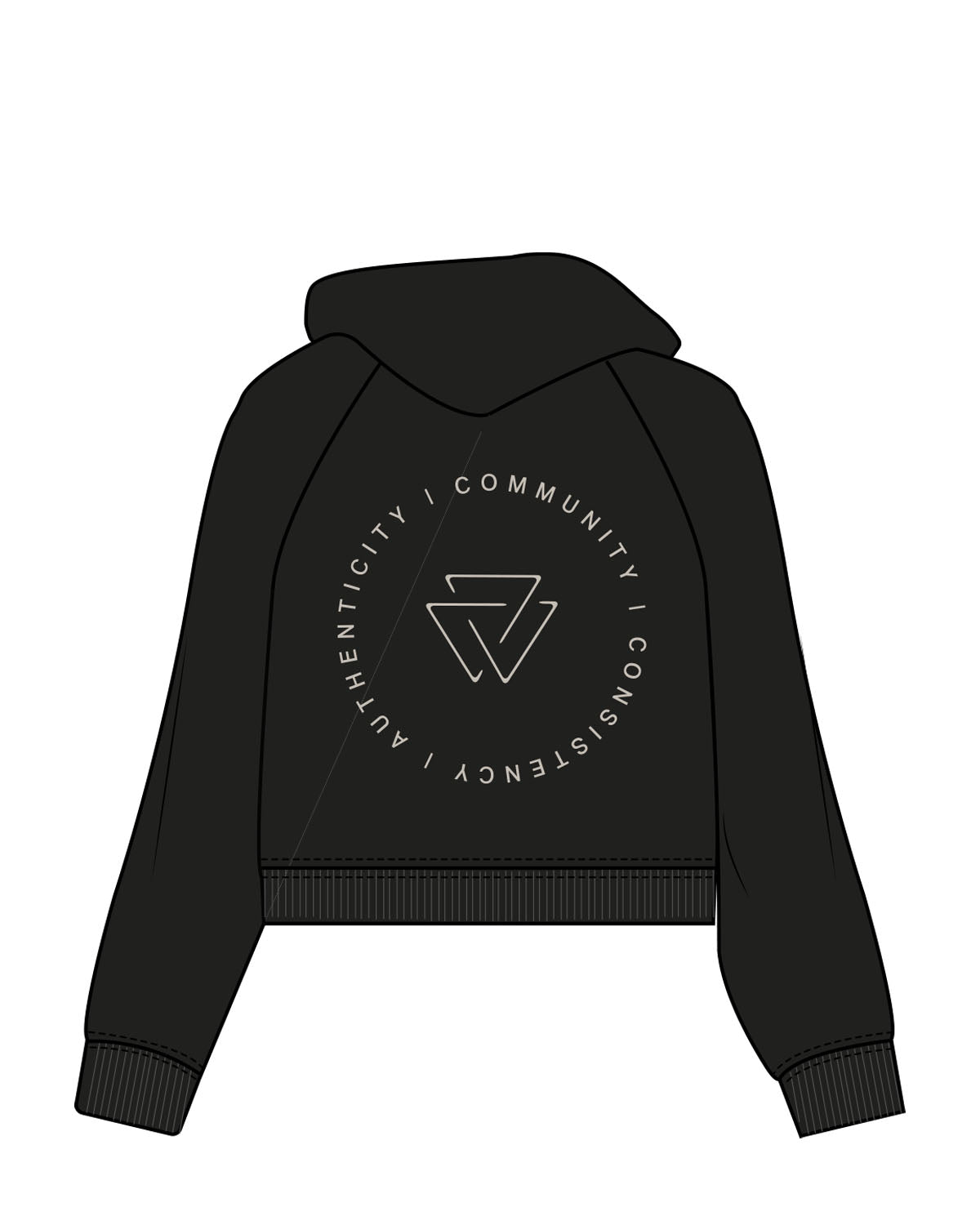 Commit Fitness - Womens Crop Hoodie - Black with Oat