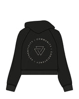 Commit Fitness - Womens Crop Hoodie - Black with Oat