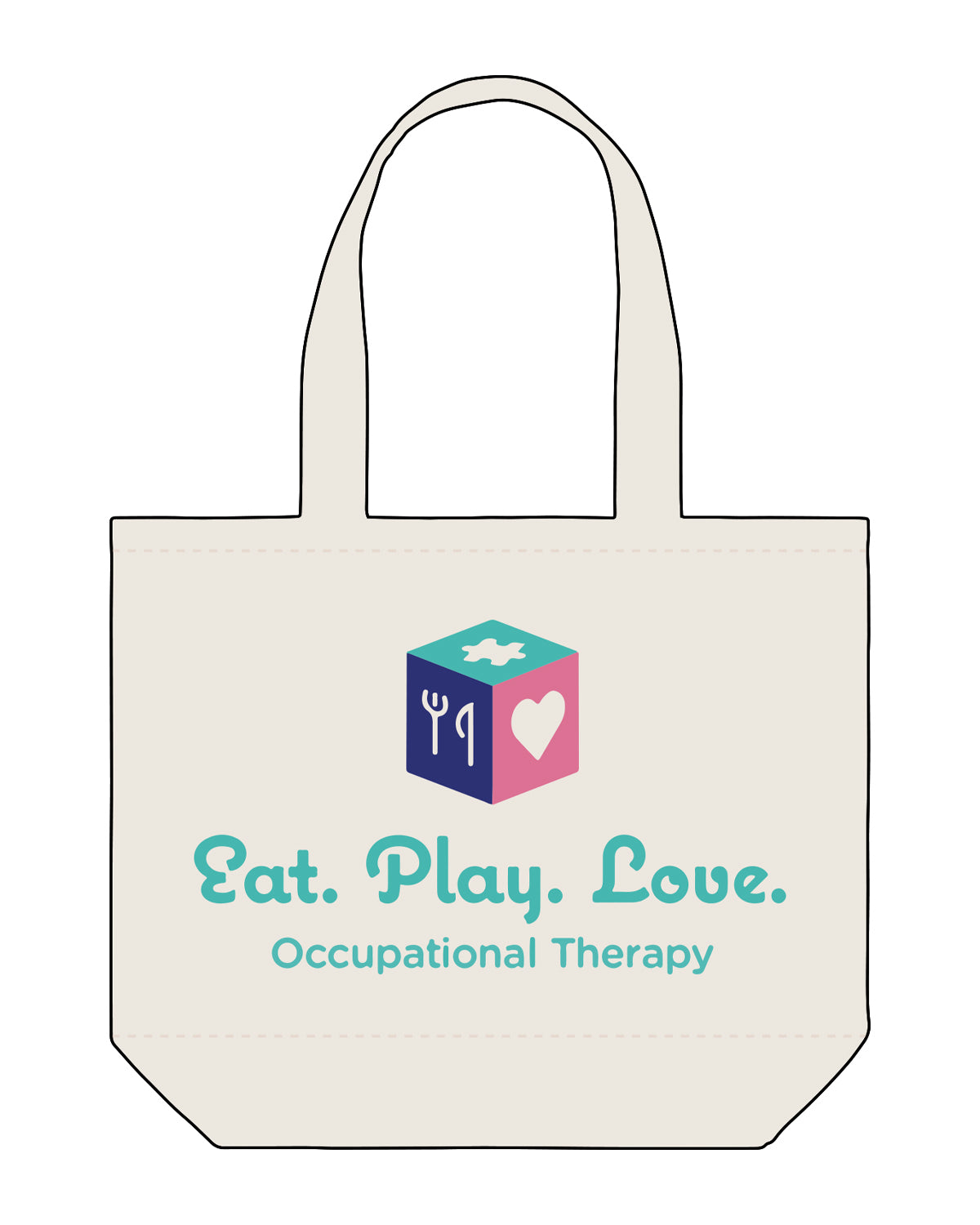 The Zipper Tote Bag - Natural - EAT.PLAY.LOVE - Front Center - Full Color