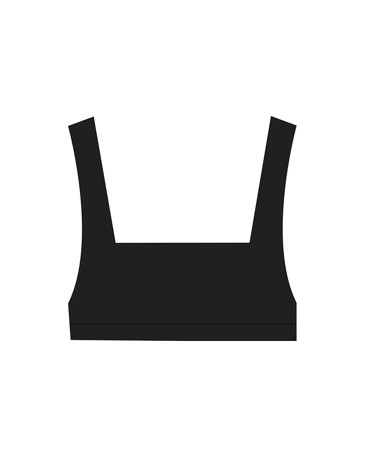 The Box Cut Bra - Black - Sculpted By Lagree - Center back - Printed - White