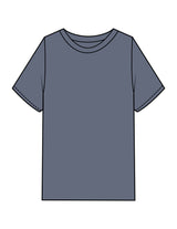 The Mens Heavyweight Tee - Washed Indigo - Komo Studio - Back Stacked - Printed - White