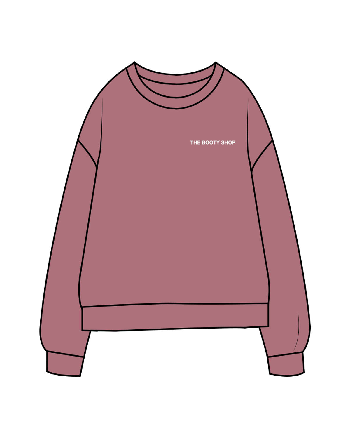 The Midweight Unisex Crewneck - Washed Maroon - The Booty Shop - Left Chest & Center Back Stacked " DADDY" - Printed - White