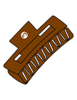 The Claw Hair Clip - Chocolate - Mantra - Top Logo - Printed - White