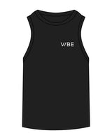 The Mens Ribbed Tank - Black - The Vibe - Left Chest - Embroidered - White