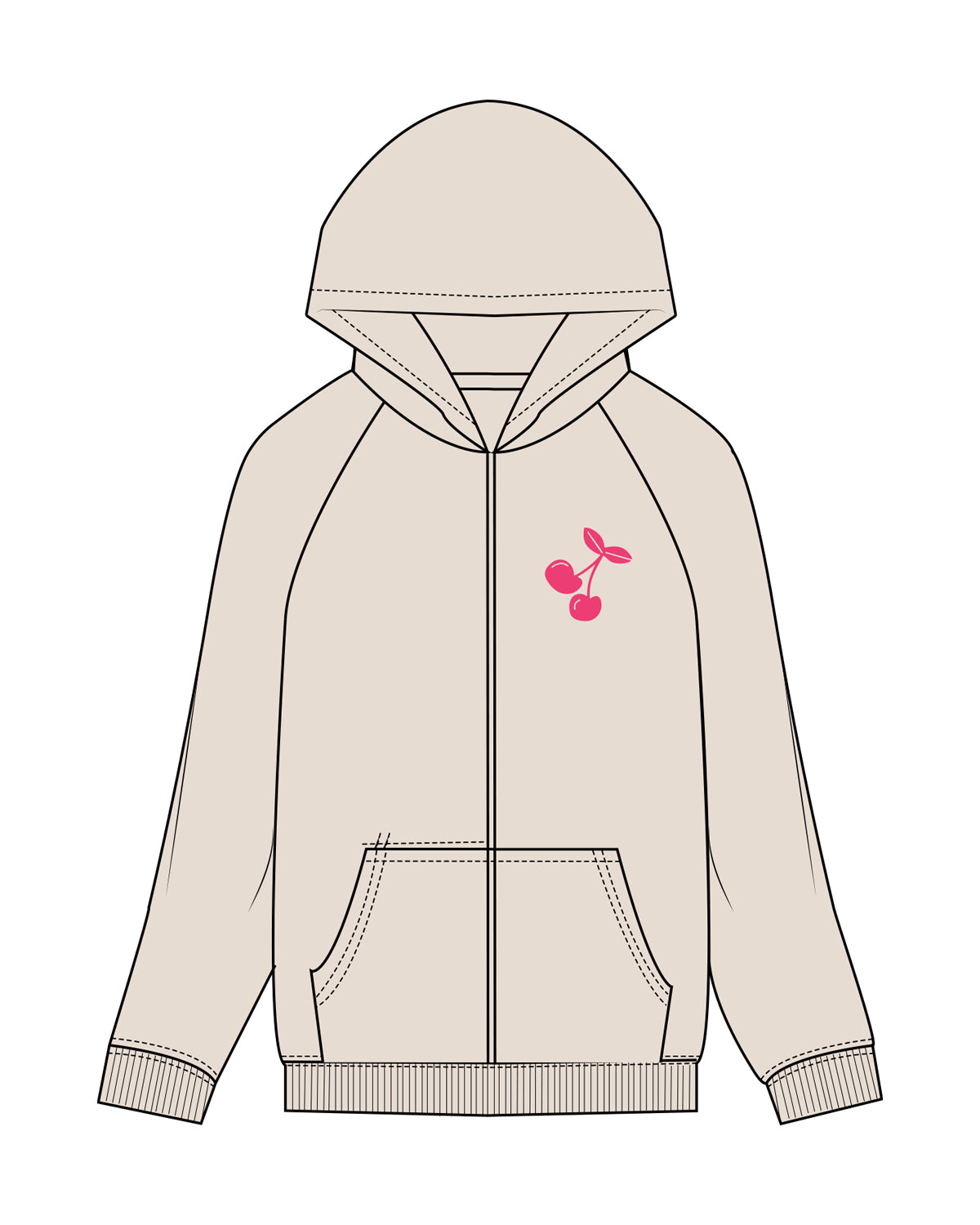 The Recycled Unisex Zip Hoodie - Polar - Slow Burn - Left Chest Cherry & Center Back Cherry Stacked - Printed - Full Color