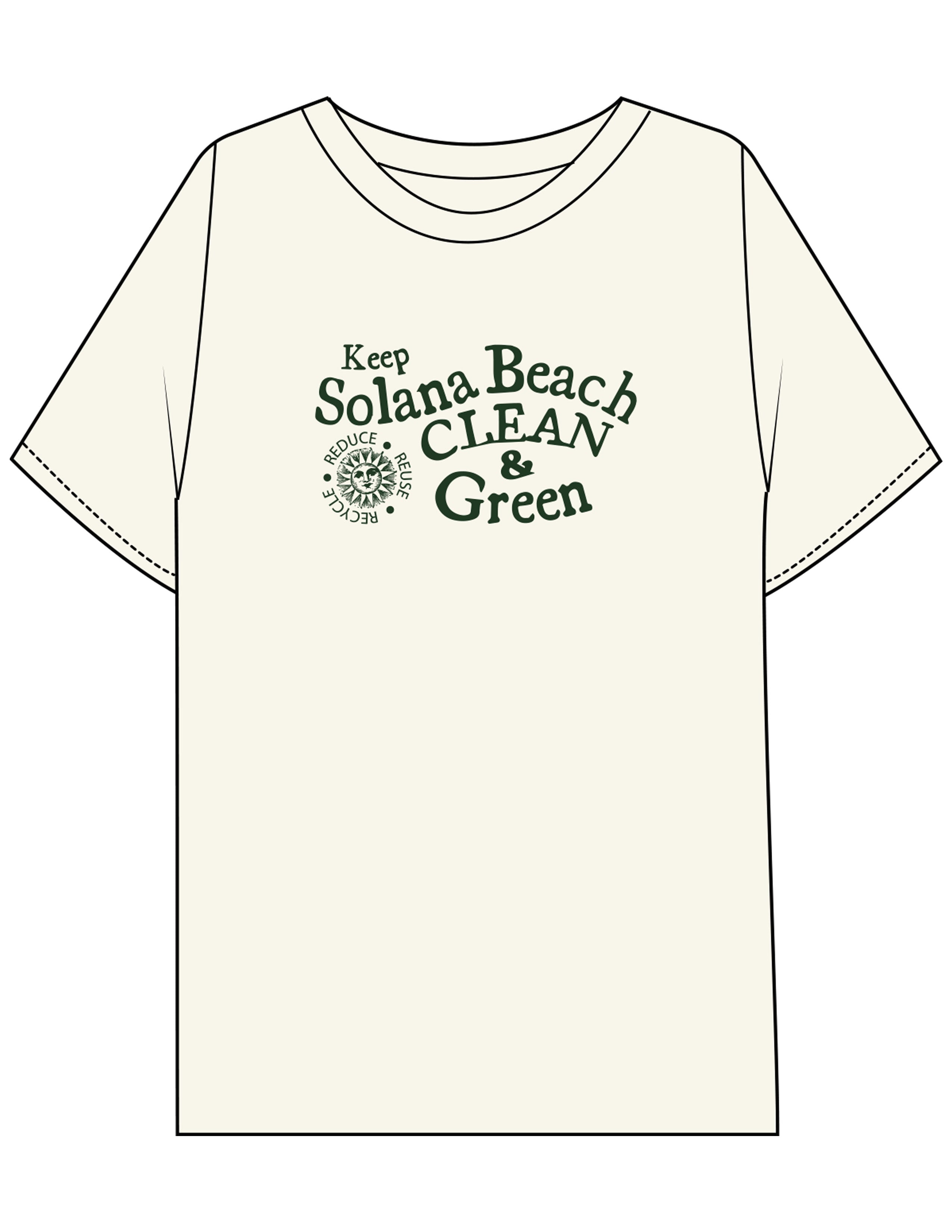 The Mens Boxy Tee - Off White - CSB - Center Chest Stacked - Printed - Green