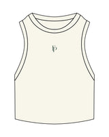 The Ribbed Crop Tank - Off White - Forte - Center Chest - Embroidered Green