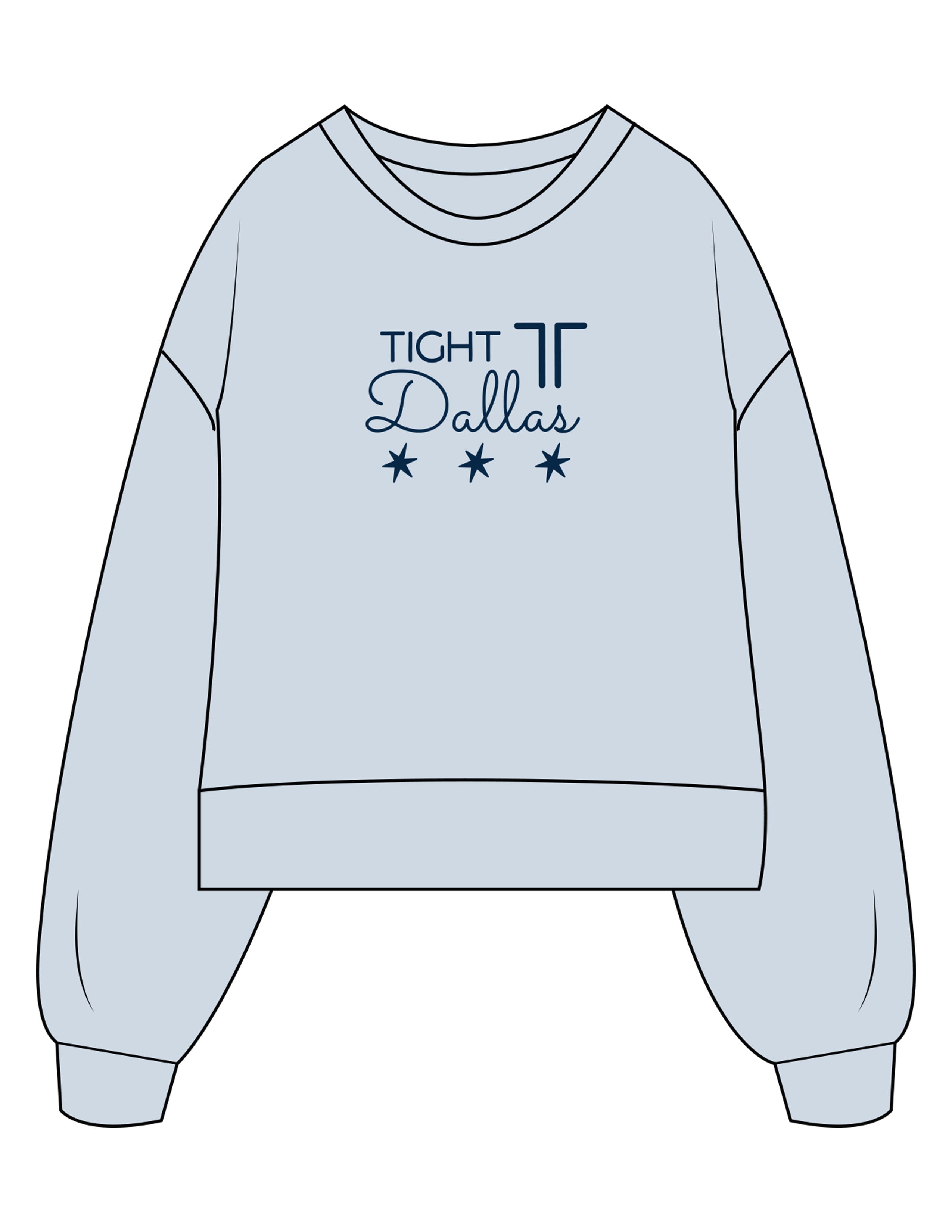 The Womens Heavyweight Crop - Denim Blue - Tight Dallas - Center Chest & Center Back - Printed - Navy