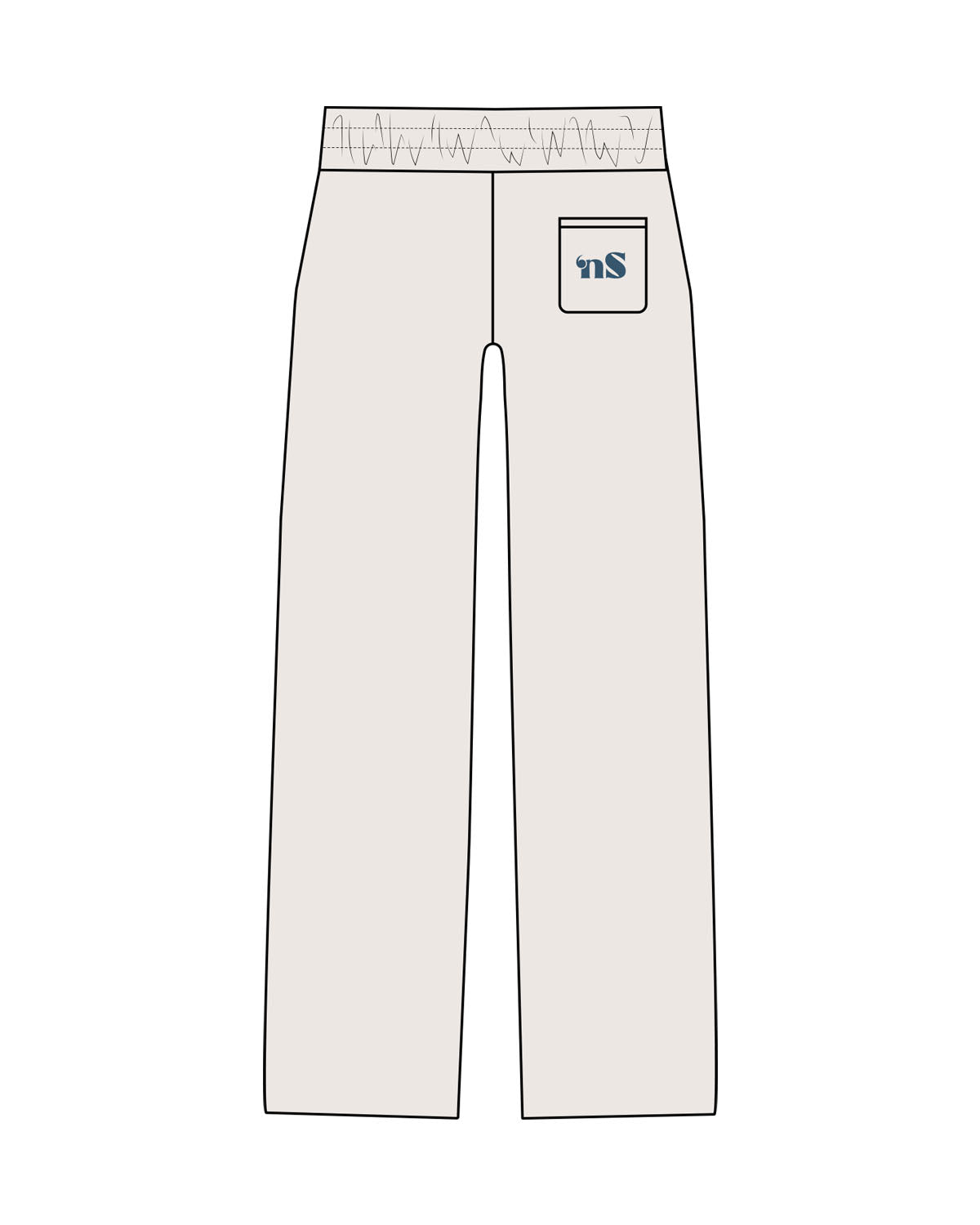 The Mens Straight Leg Sweatpants - Bone - NSpiers - Back Pocket - Blue (35576e)