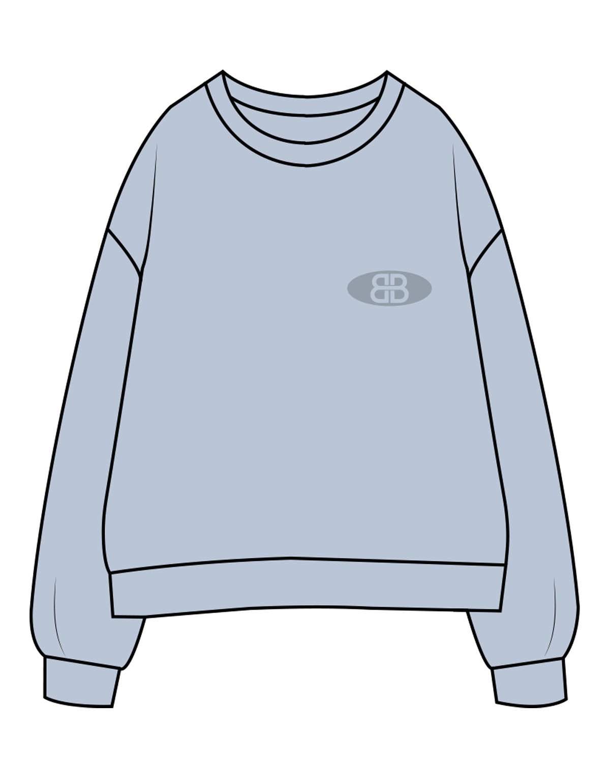 The Womens Crewneck - Powder - Body Balance - Left Chest & Back Oval Stacked - Tone on Tone