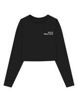 The Crop Long Sleeve - Black - Cycology Studio - Left Chest Stacked - Printed - White