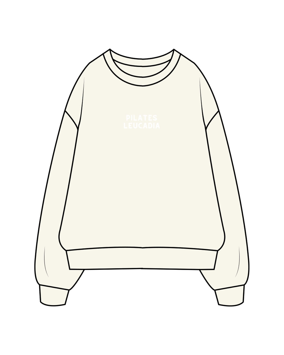 The Womens Heavyweight Crewneck - Off White - Pilates Leucadia - Center Chest & Back Stacked - White