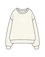 The Womens Heavyweight Crewneck - Off White - Pilates Leucadia - Center Chest & Back Stacked - White
