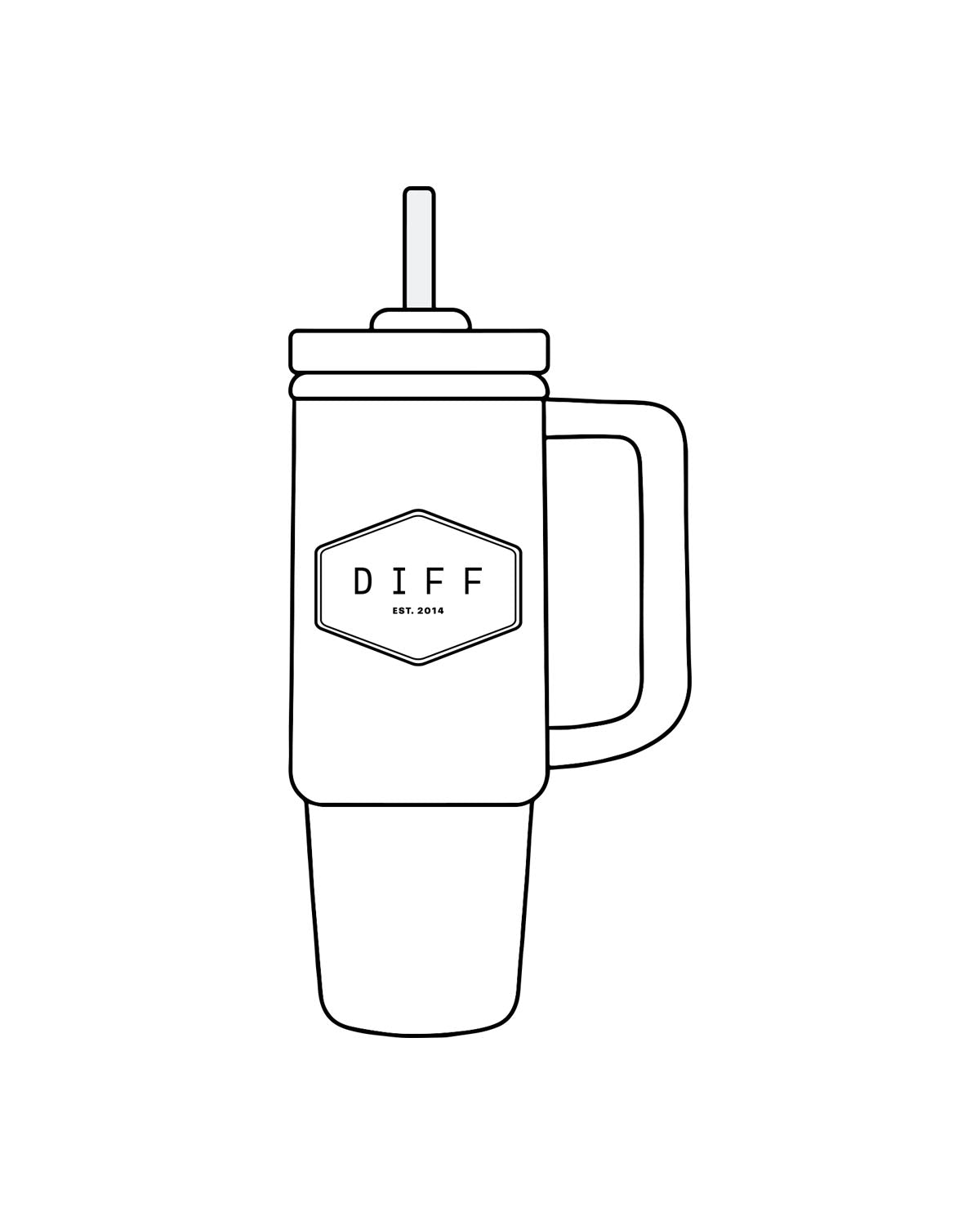The Tumbler Cup - White - DiffEyewear - Center Body EST - Printed - Black