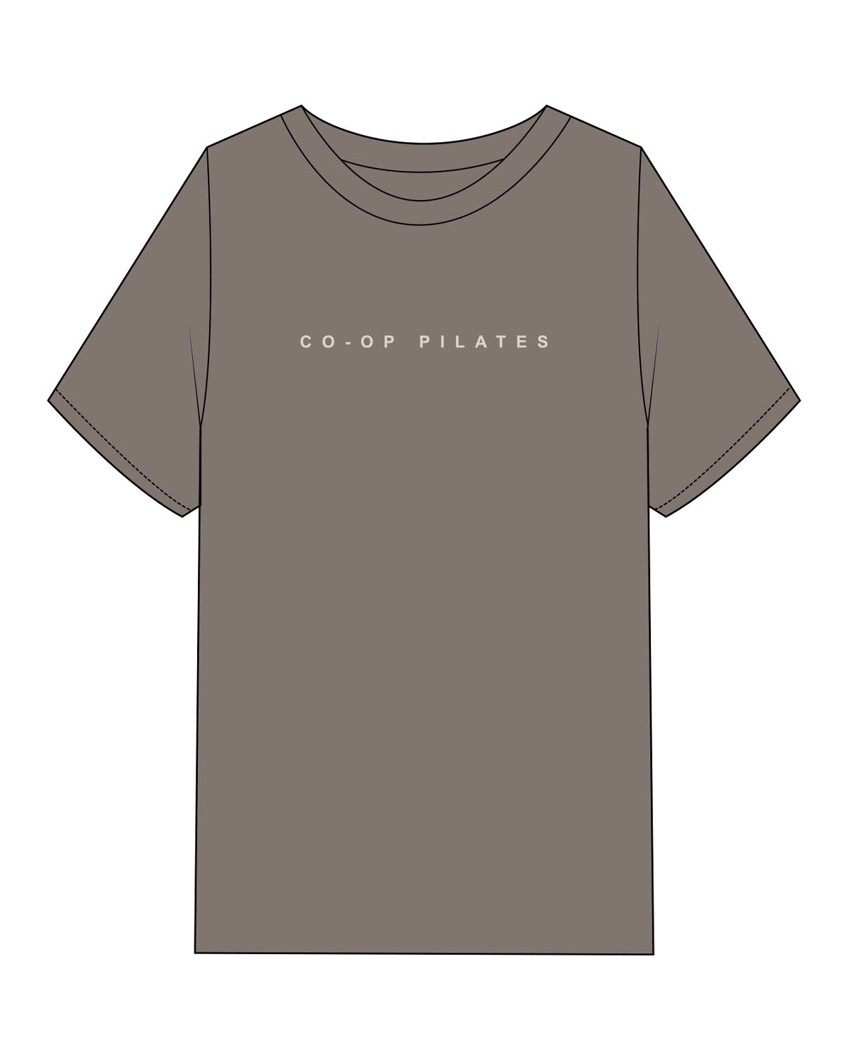 The Mens Heavyweight Tee - Washed Gray - Co-Op Pilates - Center Chest - Printed - Off White
