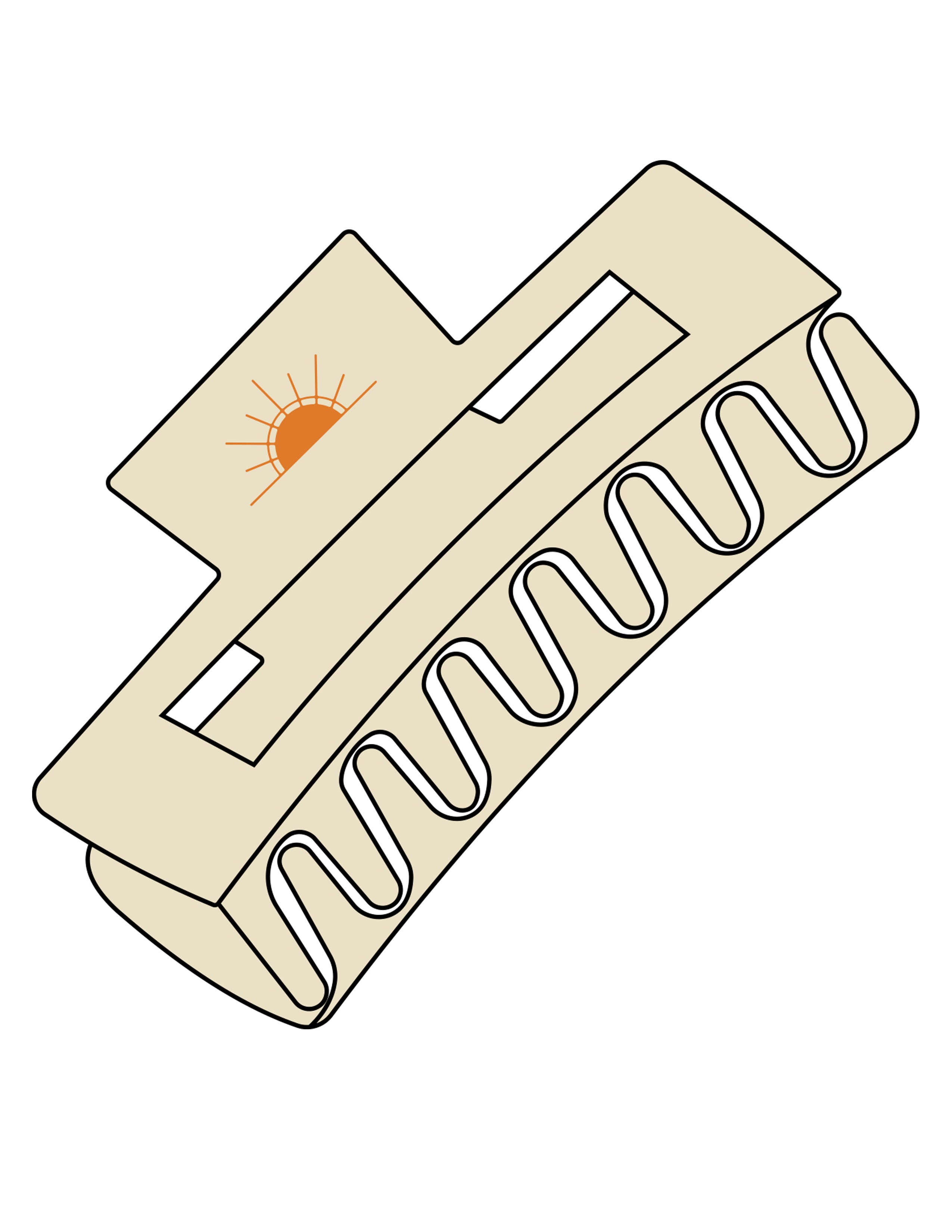 The Claw Hair Clip - Cream - Rise Lagree - Top Logo - Printed - Orange