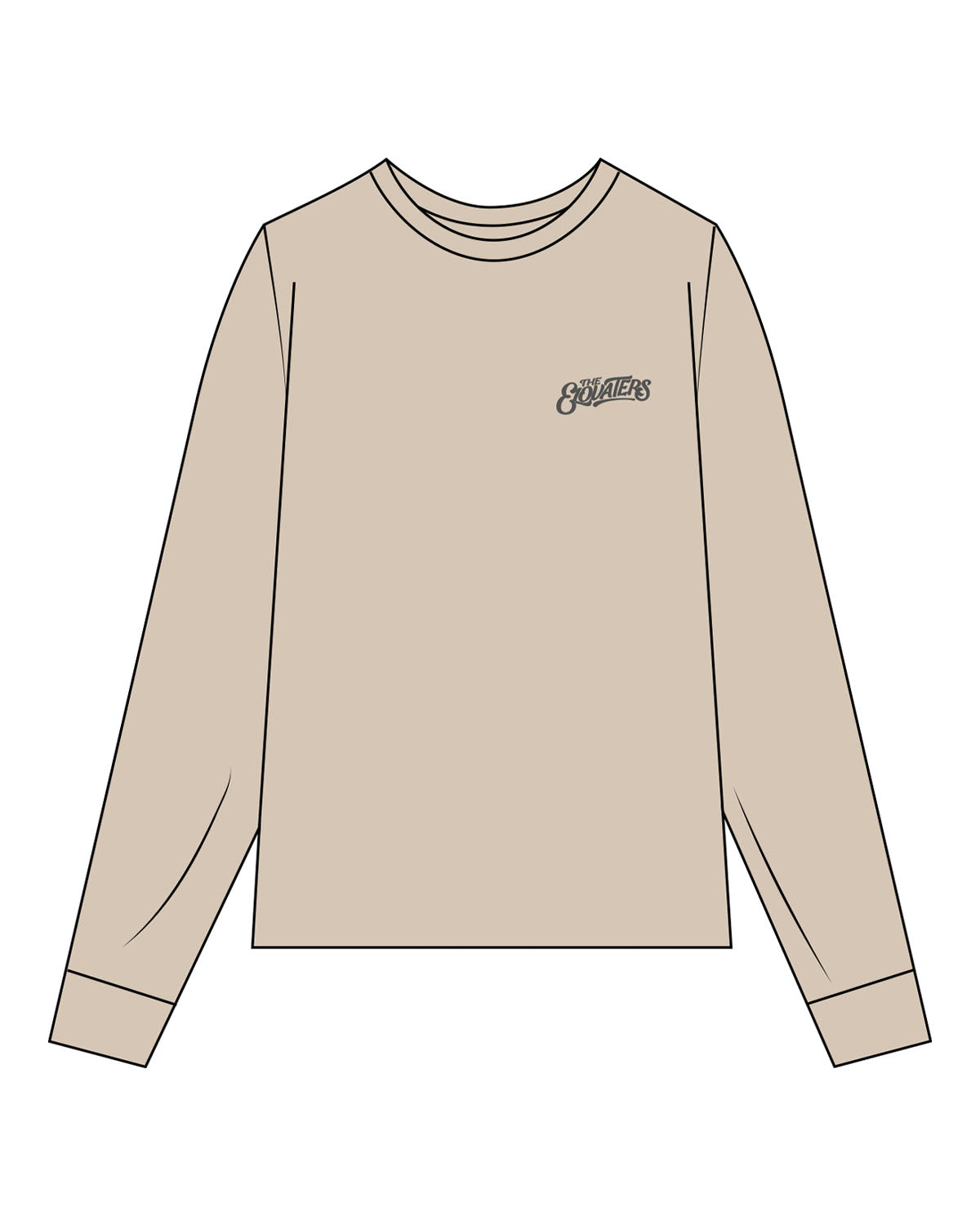 The Mens Heavyweight Long Sleeve - Washed Khaki - Beverly Hills - Left Chest Stacked & Back Image - Printed - Full Color
